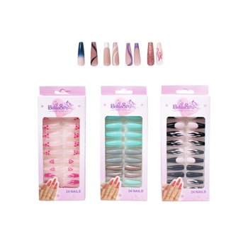 BELLESPA UÑAS POSTIZAS COFFIN LARGAS C_ DISEÑO