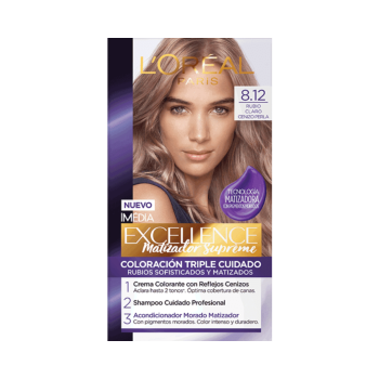 TINTE EXCELLENCE CREME - 8.12 - RUBIO CLARO CENIZO PERLA